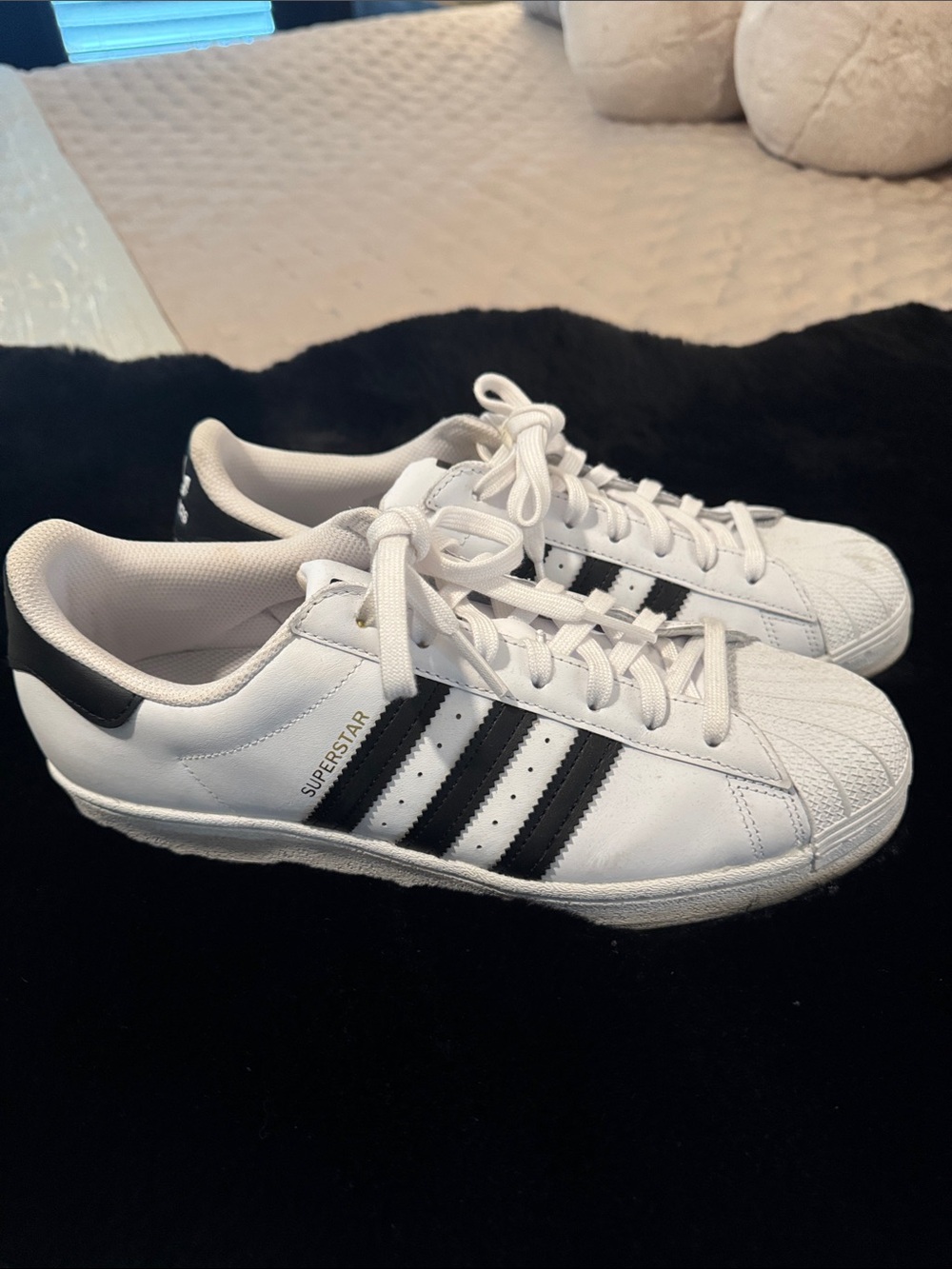 adidas White and Black Superstar Low-Top Sneakers
